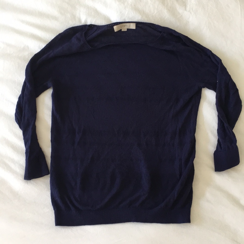 Ann Taylor LOFT Blue Linen/Cotton Light Sweater